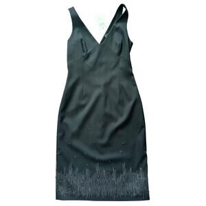 BCBG Maxazria Black Cocktail Beaded Embellishment Holiday Party Dress size 6